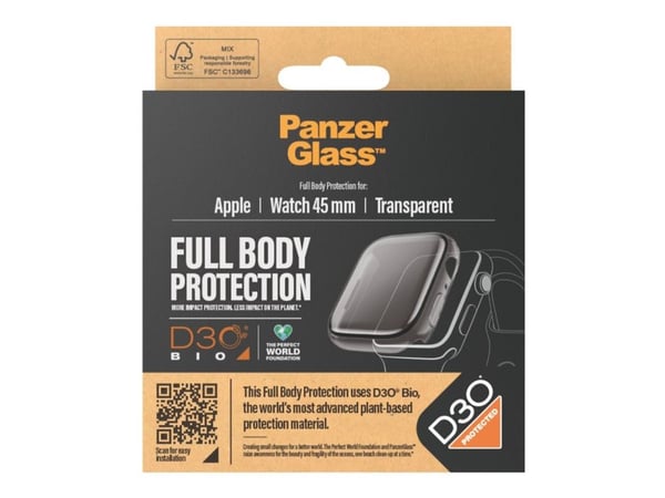 PanzerGlass™ | Full Body - Näytönsuoja älykellolle - Läpinäkyvä | Apple Watch 9 (45mm)
