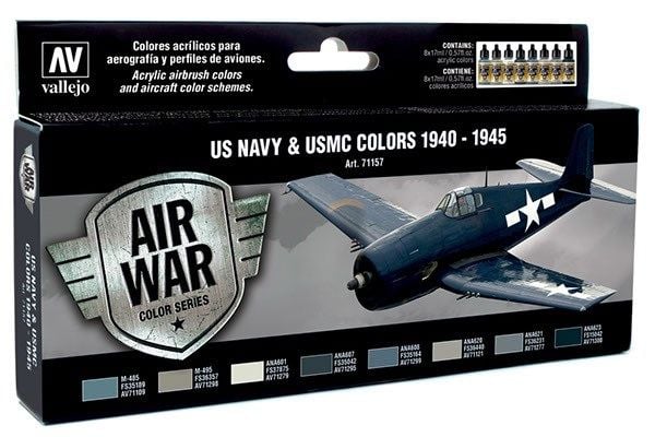 Vallejo Model Air 71.157 Air War US Navy & USMC-farger 1940–1945 (8x18 ml)