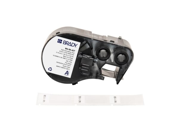 Brady M4-90-427, Sort, Hvit, Selvklebende skriveretikett, Vinyl, Trermisk overføring, Akryl, Permanent