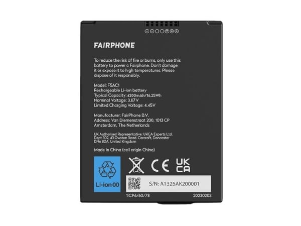 Fairphone F5BATT-1ZW-WW1 mobiltelefon reservedelsbatteri (F5BATT-1ZW-WW1)