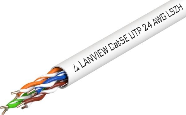 Lanview - Bulk-kabel - 305 m - 5 mm - UTP - CAT 5e - halogenfri, solid - vit