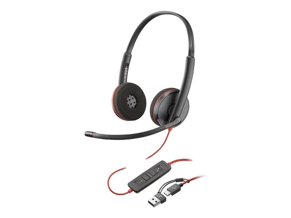 HP Poly Blackwire 3220 - Blackwire 3200 Series - hodesett - on-ear - kablet - USB-C - svart - Certified for Skype for Business, Cisco Jabber Certif...