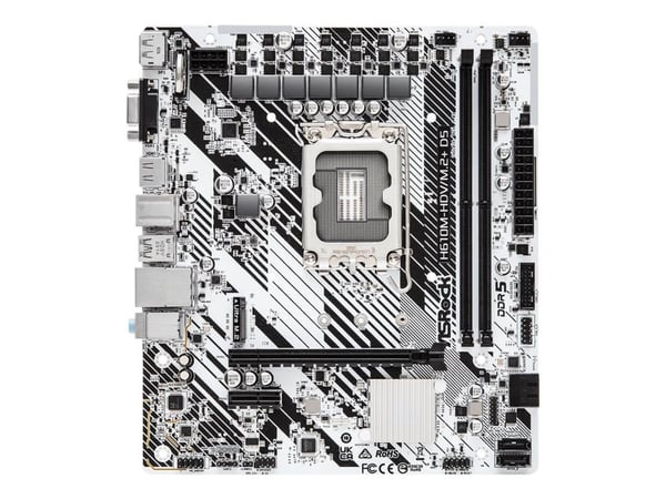 ASRock H610M-HDV/M.2+ D5 - Hovedkort - micro ATX - LGA1700-sokkel - H610 Chipset - USB-C 3.2 Gen 1, USB 3.2 Gen 1 - Gigabit LAN - innbygd grafikk (...