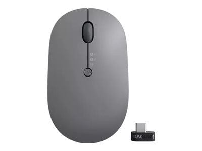 Lenovo Go Multi-Device, Molempikätinen, Optinen, RF Wireless + Bluetooth, 2400 DPI, Musta, Harmaa