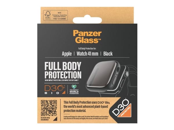 PanzerGlass™ | Full Body - Skjermbeskytter for smartklokke - Svart-utgave | Apple Watch 9 (41 mm)