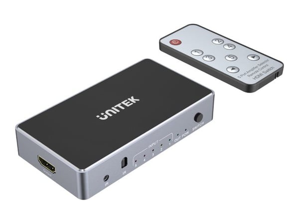 Unitek - Video/lyd splitter/bryter - 5 in, 1 out, 4K x HDMI - stasjonær