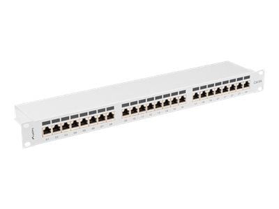 Lanberg PPSA-1024-S - Koblingspanel - rackmonterbar - CAT 6a - STP - RJ-45 X 24 - RAL 7035, grå - 1U - 19"