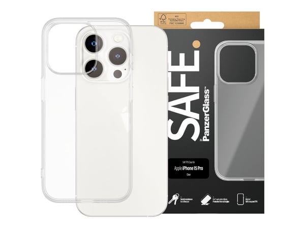 SAFE. by PanzerGlass - Baksidedeksel for mobiltelefon - selvhelbredende TPU - gjennomsiktig - for Apple iPhone 15 Pro