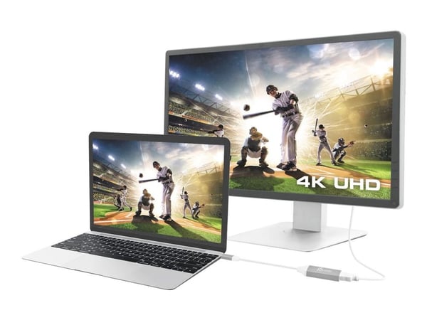 j5create JCA153G - Video adapter - 24 pin USB-C hann til HDMI hunn - 10 cm - skjermet - hvit, romgrå - støtte for 4K 60 Hz (3840 x 2160)