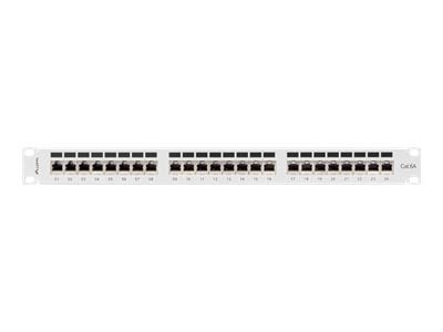 Lanberg PPSA-1024-S - Koblingspanel - rackmonterbar - CAT 6a - STP - RJ-45 X 24 - RAL 7035, grå - 1U - 19"