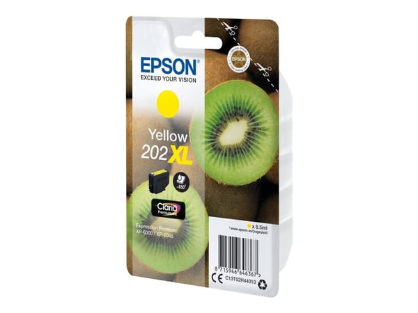 Epson Kiwi Singlepack Yellow 202XL Claria Premium Ink, Korkea (XL) värintuotto, Väriainepohjainen muste, 8,5 ml, 650 sivua, 1 kpl
