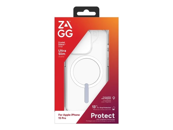 Zagg Crystal Palace - Baksidedeksel for mobiltelefon - MagSafe-samsvar - klart (snap) - for Apple iPhone 15 Pro