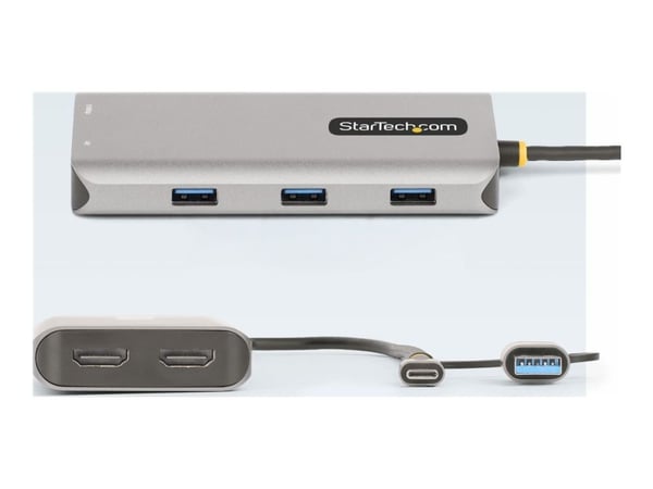 StarTech.com USB-C Multiport Adapter w/Attached USB-C to USB-A Dongle, Dual HDMI (4K30Hz/1080p60Hz), 3x USB-A, Mini Laptop Docking Station, Travel ...