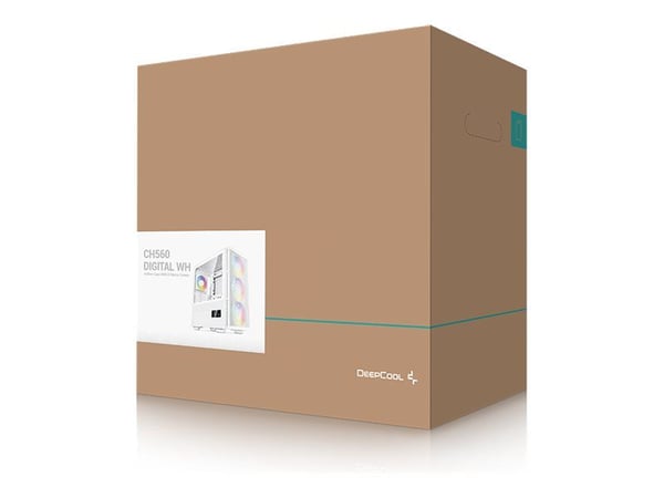 DeepCool CH560 Digital - Mid tower - utökad ATX - genomskinlig sidopanel (härdat glas) - ingen strömförsörjning (ATX / PS/2) - vit - USB/ljud