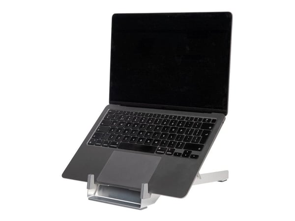 R-Go Laptop stand Riser Basic - Notebookstativ - ergonomic folding and adjustable, AGR certified, lightweight Hylite aluminum - 10" - 22" - sølv