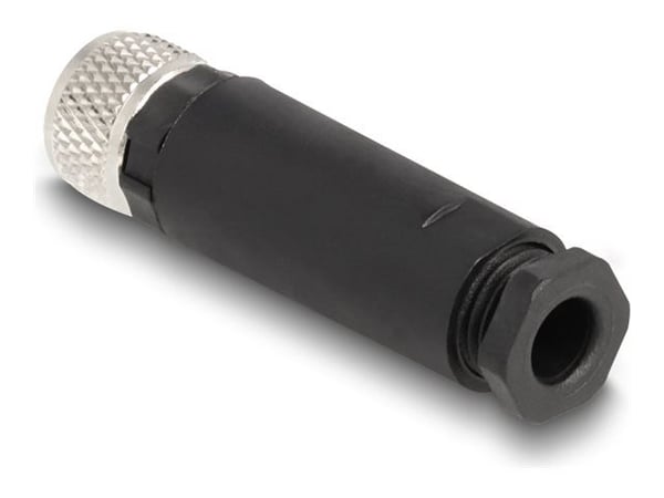 Delock - Nettverkkontakt - 3-stifts M8 (hunn) til 3-pole screw terminal (hunn) - 12.1 mm - IP67 - A-coded - svart