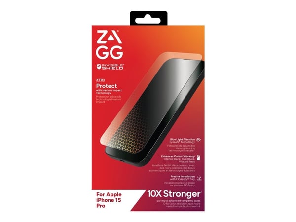 ZAGG InvisibleShield Glass XTR3 - Skjermbeskyttelse for mobiltelefon - glass - for Apple iPhone 15 Pro