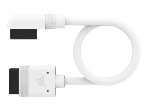 Corsair iCUE LINK - Strøm/data-kabel - CORSAIR iCUE link vinklet til CORSAIR iCUE link rett - 20 cm - hvit (en pakke 2)