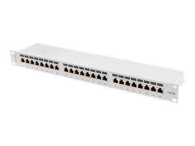 Lanberg PPSA-1024-S - Koblingspanel - rackmonterbar - CAT 6a - STP - RJ-45 X 24 - RAL 7035, grå - 1U - 19"