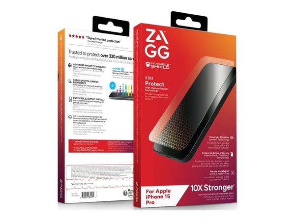 ZAGG InvisibleShield Glass XTR3 - Skjermbeskyttelse for mobiltelefon - glass - for Apple iPhone 15 Pro