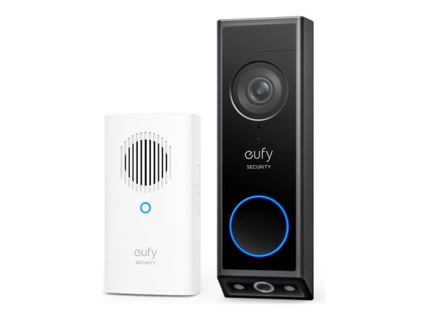 Eufy Video Doorbell 2K - Smart dörrklocka - med kamera - trådlös - svart - med Edge HomeBase Mini