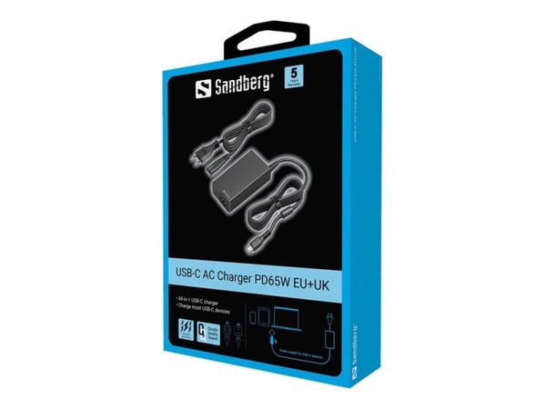Sandberg USB-C AC Charger PD65W - Strømadapter - 65 watt - 3.25 A (USB-C)