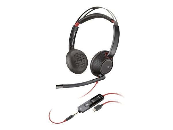 HP Poly Blackwire 5220 - Hodesett - on-ear - kablet - USB-C, 3,5 mm jakk - svart - Certified for Skype for Business, Cisco Jabber Certified, Avaya ...