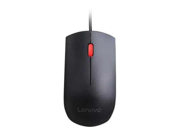Lenovo Essential - Mus - høyre- og venstrehåndet - optisk - 3 knapper - kablet - USB - svart