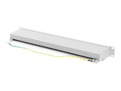 Lanberg PPSA-1024-S - Koblingspanel - rackmonterbar - CAT 6a - STP - RJ-45 X 24 - RAL 7035, grå - 1U - 19"