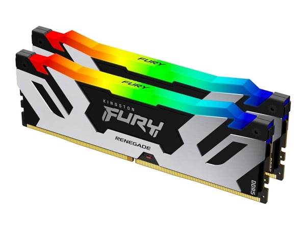 Kingston FURY Renegade RGB - DDR5 - sett - 32 GB: 2 x 16 GB - DIMM 288-pin - 8000 MT/s / PC5-64000 - CL38 - 1.45 V - ikke-bufret - on-die ECC - sva...