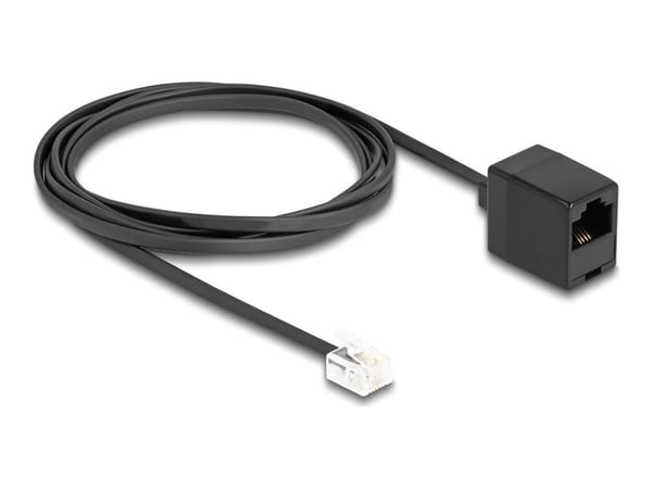 Delock - Telefonkabel - RJ-11 (hann) til RJ-45 (hunn) - 2 m - flat - svart