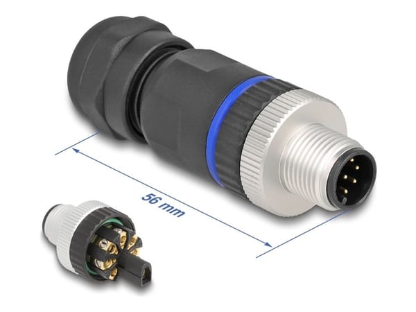 Delock M12 kontakt A-kodet 8 pins plugg for montering med skrukobling