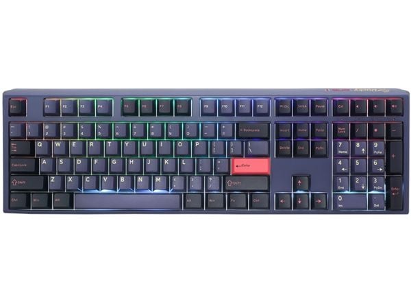 Ducky One 3, Full størrelse (100 og), Koblet med ledninger (ikke trådløs), USB, Mekanisk nøkkelbryter, RGB LED, Blå