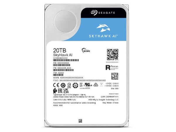Seagate SkyHawk AI ST16000VE004 - Harddisk - 16 TB - intern - 3.5" - SATA 6Gb/s - buffer: 512 MB - med 3-års Seagate Rescue Data Recovery