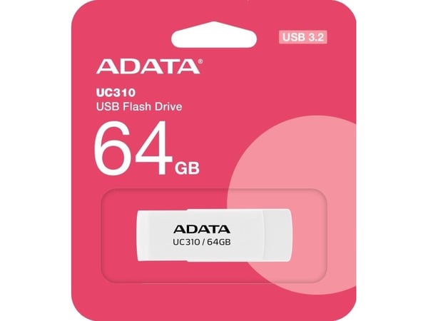 ADATA UC310 - USB flash-enhet - 64 GB - USB 3.2 Gen 1 - vit