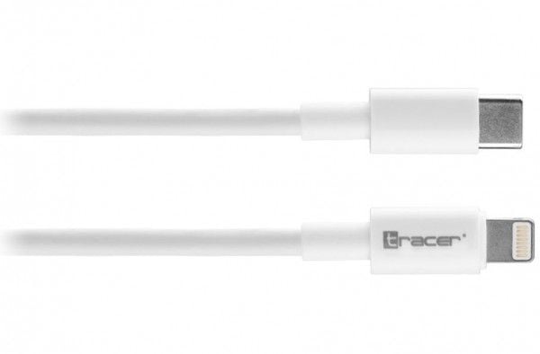 Tracer - Lightning-kaapeli - USB-C uros - Lightning uros - 1 m - suojattu - valkoinen - Power Delivery 3.0 -tuki