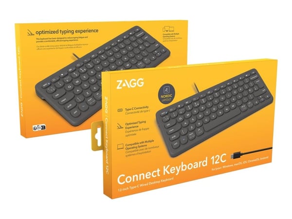ZAGG Connect Keyboard 12C, USB, QWERTY, Musta
