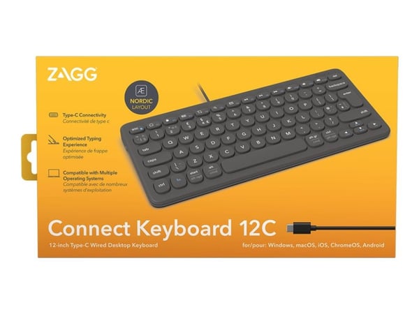 ZAGG Connect Keyboard 12C, USB, QWERTY, Musta