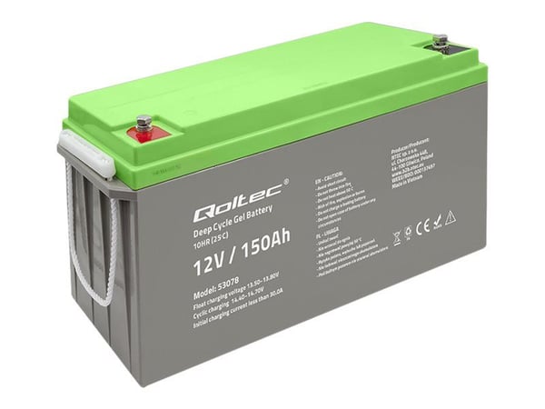 Qoltec - Batteri - 12V, 44,5 kg, Deep Cycle - gel - 150 Ah
