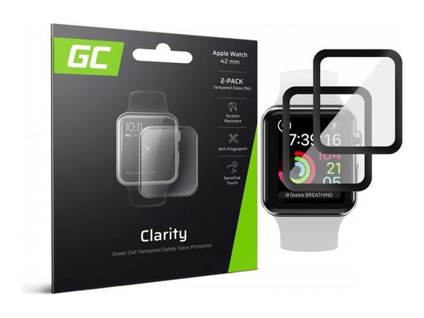 Green Cell Clarity - Skjermbeskyttelse for smart armbåndsur - 2.5D - glass - rammefarge svart - for Apple Watch Hermès Series 9, SE 3, Series 10, S...