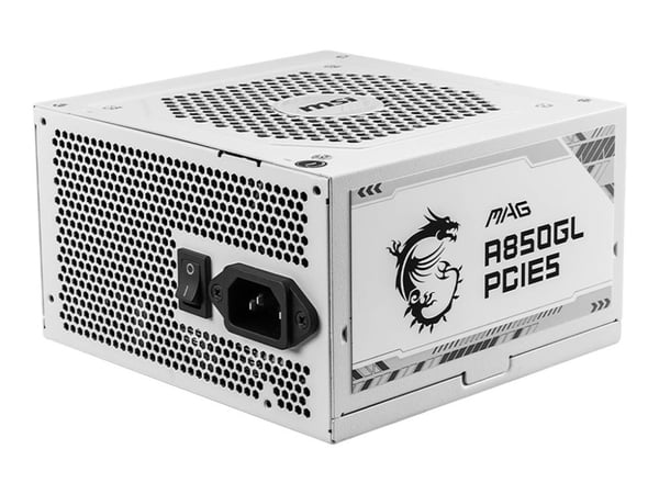 MSI MAG A850GL PCIE5 WHITE - Nätaggregat (intern) - ATX12V 3.0/ EPS12V - 80 PLUS Gold - AC 100-240 V - 850 watt - aktive PFC - vit