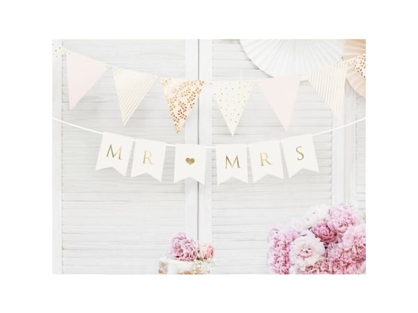 PartyDeco GRL66-008-KARTON, Garland, Papir, Gull, Hvit, 0,85 m, Engelsk, Klassisk