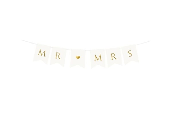 PartyDeco GRL66-008-KARTON, Garland, Papir, Gull, Hvit, 0,85 m, Engelsk, Klassisk