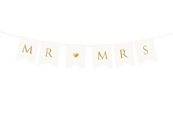 PartyDeco GRL66-008-KARTON, Garland, Paperi, Kulta, Valkoinen, 0,85 m, Englanti, Classic