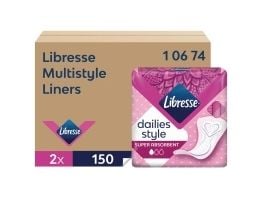 Truseinnlegg Libresse Multistyle - dispenser refill - uparfymert hvit - 2x150 stk./kartong