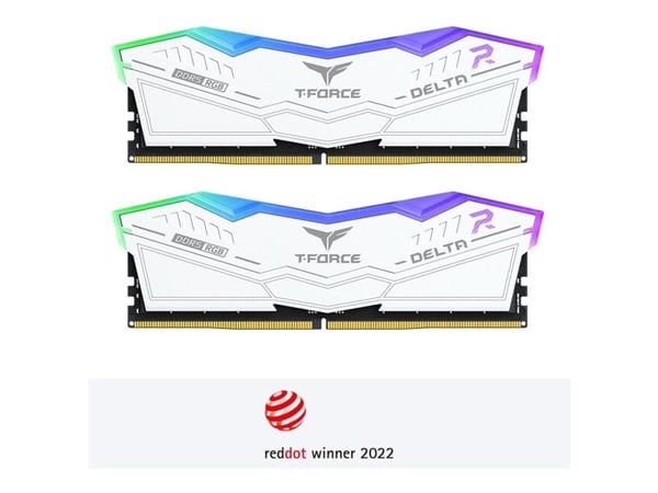 T-Force DELTA RGB - DDR5 - sett - 64 GB: 2 x 32 GB - DIMM 288-pin - 6000 MHz / PC5-48000 - CL38 - 1.35 V - ikke-bufret - on-die ECC - hvit