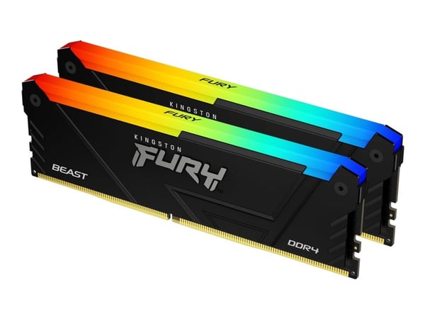 Kingston FURY Beast RGB - DDR4 - sett - 64 GB: 2 x 32 GB - DIMM 288-pin - 3200 MT/s / PC4-25600 - CL16 - 1.35 V - ikke-bufret - ikke-ECC - svart
