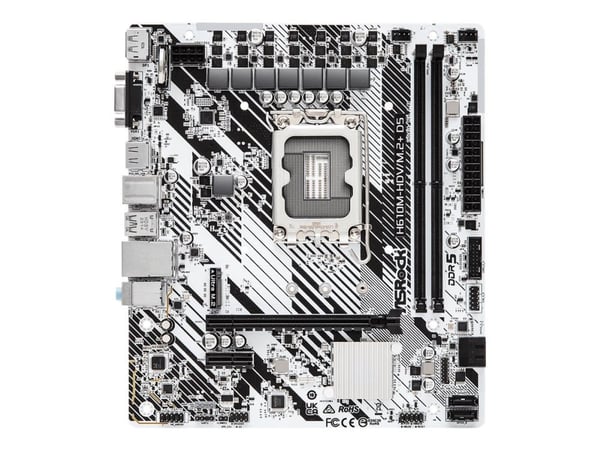 ASRock H610M-HDV/M.2+ D5 - Hovedkort - micro ATX - LGA1700-sokkel - H610 Chipset - USB-C 3.2 Gen 1, USB 3.2 Gen 1 - Gigabit LAN - innbygd grafikk (...
