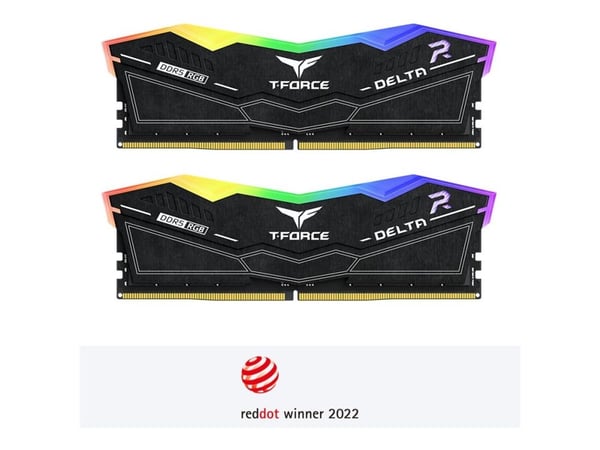 T-Force DELTA RGB - DDR5 - sett - 32 GB: 2 x 16 GB - DIMM 288-pin - 6000 MT/s / PC5-48000 - CL30 - 1.35 V - ikke-bufret - on-die ECC - svart