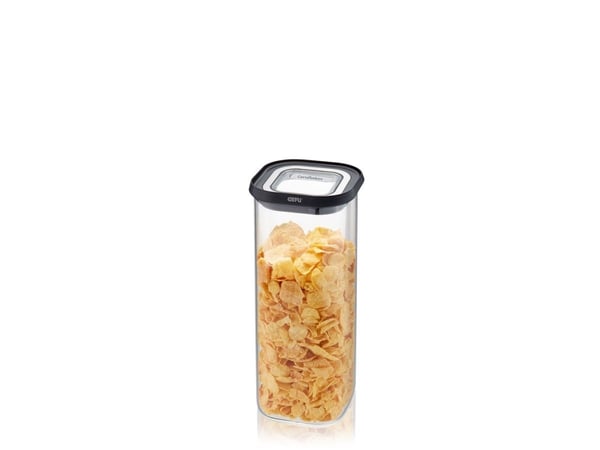 GEFU PANTRY, Säilö, Suorakulmainen, 1,9 L, musta, Läpinäkyvä, Borosilikaattilasi, Muovi, Silikoni, Ruostumaton teräs, 110 mm